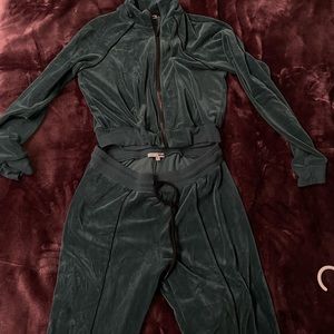 Green velvet tracksuit